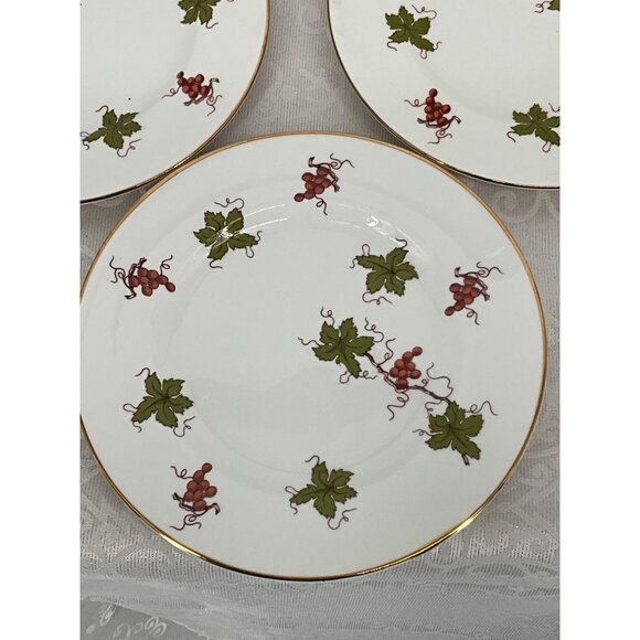 Royal Victoria ROV1 Fine Bone China Plates Set Of 3 England Vine & Grape Design - Picture 3 of 8